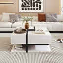 Square Coffee Table with 4 Drawers, White - Photo 5