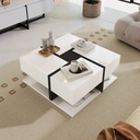 Square Coffee Table with 4 Drawers, White - Photo 6