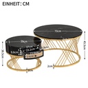 2-in-1 Marble Coffee Table Set with Marble Grain Veneer Top, Black+Gold - Photo 3