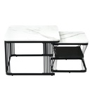 2 Pieces Multi-functional Coffee Tables with Metal Frame and Marble Pattern Top, White - Photo 2