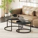 HOMCOM Stacking Tables Set Wood-Effect Black - Photo 2