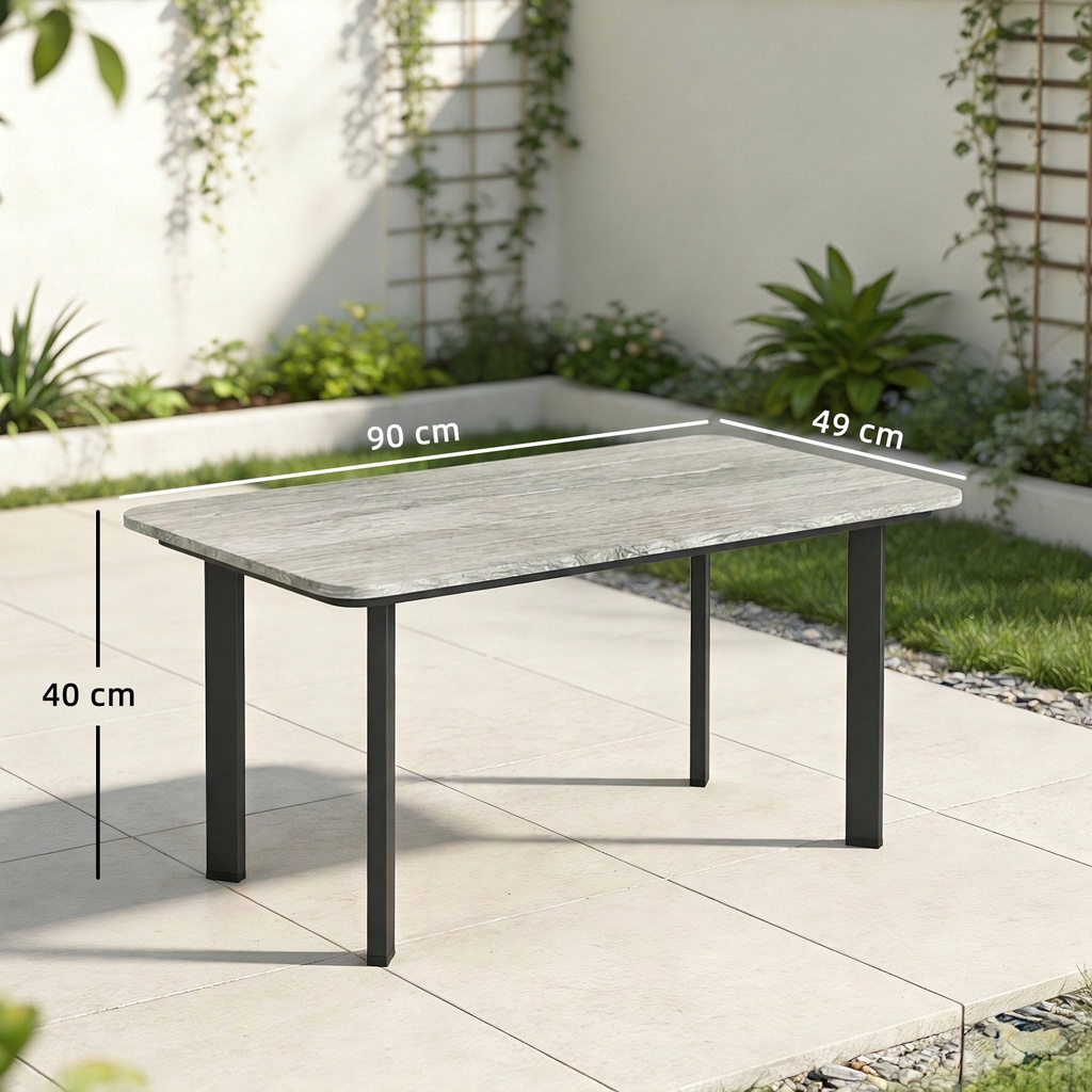 Outsunny Garden Coffee Table Metal Frame Grey - Photo 3