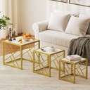 HOMCOM Nesting Coffee Tables Set, Metal Frame, White - Photo 2