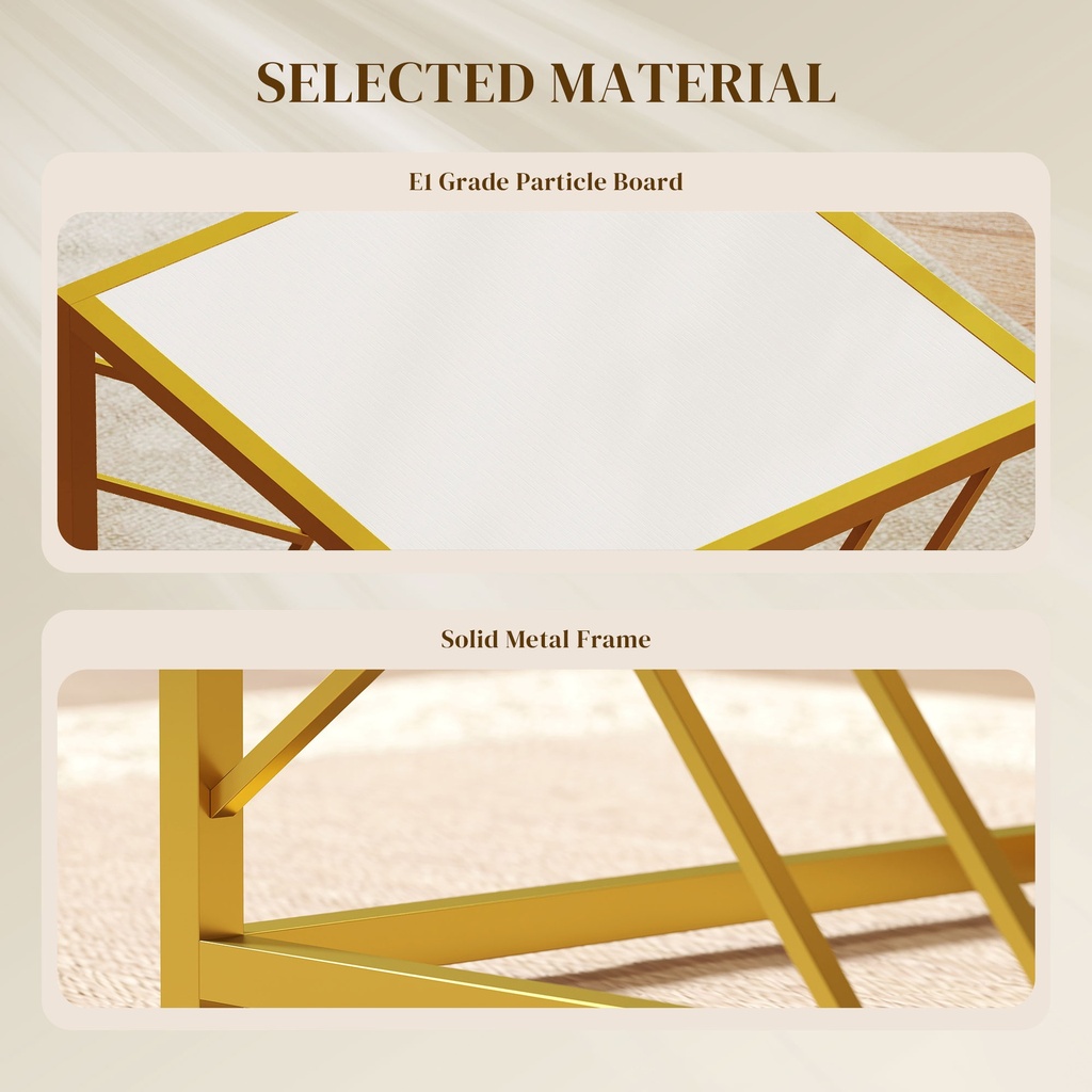 HOMCOM Nesting Coffee Tables Set, Metal Frame, White - Photo 4