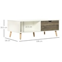 HOMCOM Coffee Table Modern with Storage Shelves & Drawers White - Photo 3