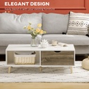 HOMCOM Coffee Table Modern with Storage Shelves & Drawers White - Photo 4