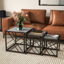 HOMCOM Nesting Coffee Tables Set of 3 Grey Metal Frame - Photo 2
