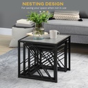 HOMCOM Nesting Coffee Tables Set of 3 Grey Metal Frame - Photo 5