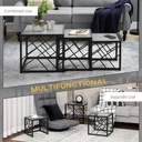 HOMCOM Nesting Coffee Tables Set of 3 Grey Metal Frame - Photo 6