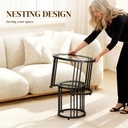 HOMCOM Nesting Coffee Tables Set of 2, Glass Top Steel Frame Black - Photo 4