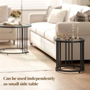 HOMCOM Nesting Coffee Tables Set of 2, Glass Top Steel Frame Black - Photo 6