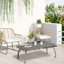 Outsunny PE Wicker Rattan Coffee Table - Mixed Grey - Photo 2
