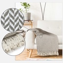 Chevron - Recycled Cotton Throw in Taupe - Image 2