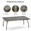 Outsunny PE Wicker Rattan Coffee Table - Mixed Grey - Photo 6