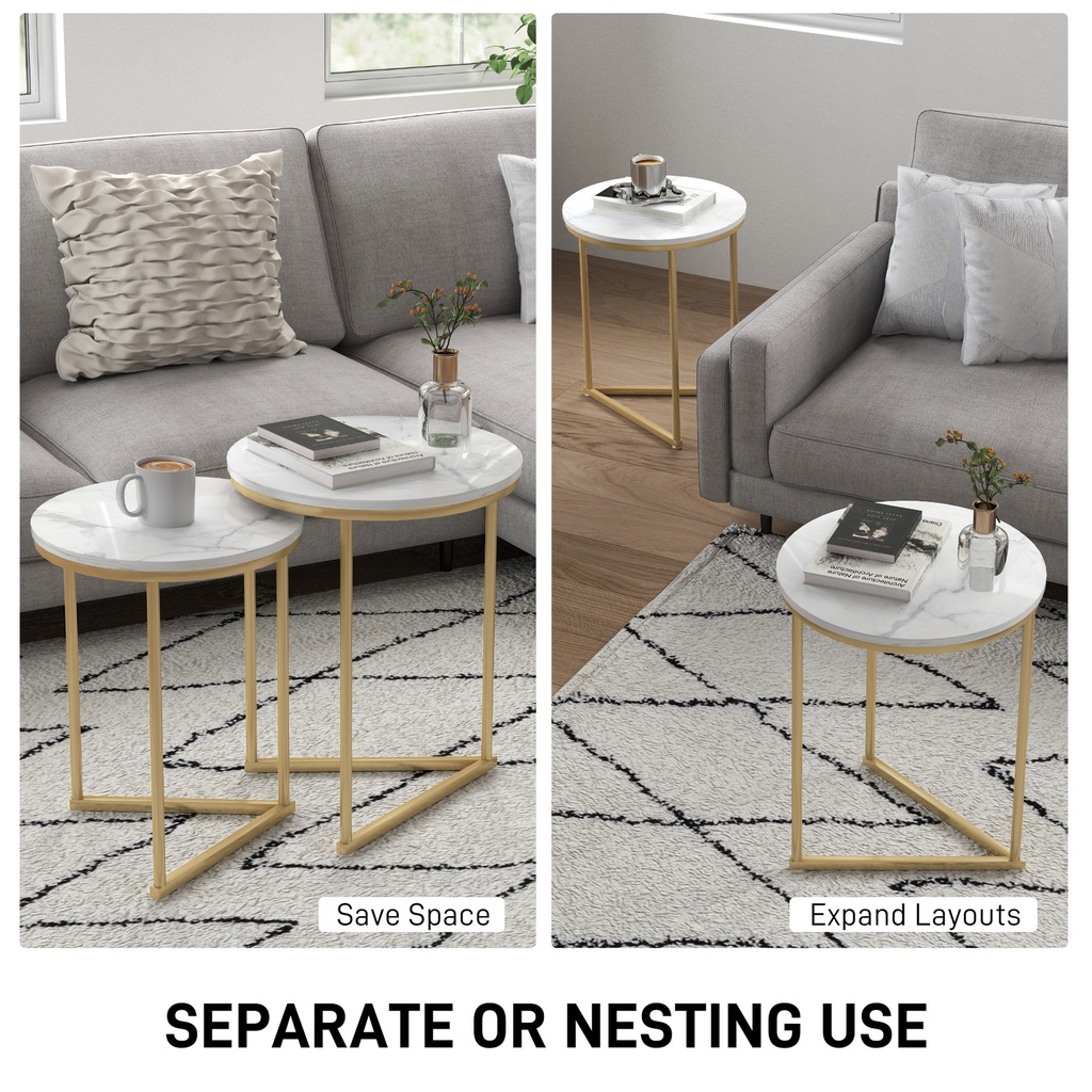 Coffee Table Set 45W x 45D x 55Hcm Gold Tone - Photo 4