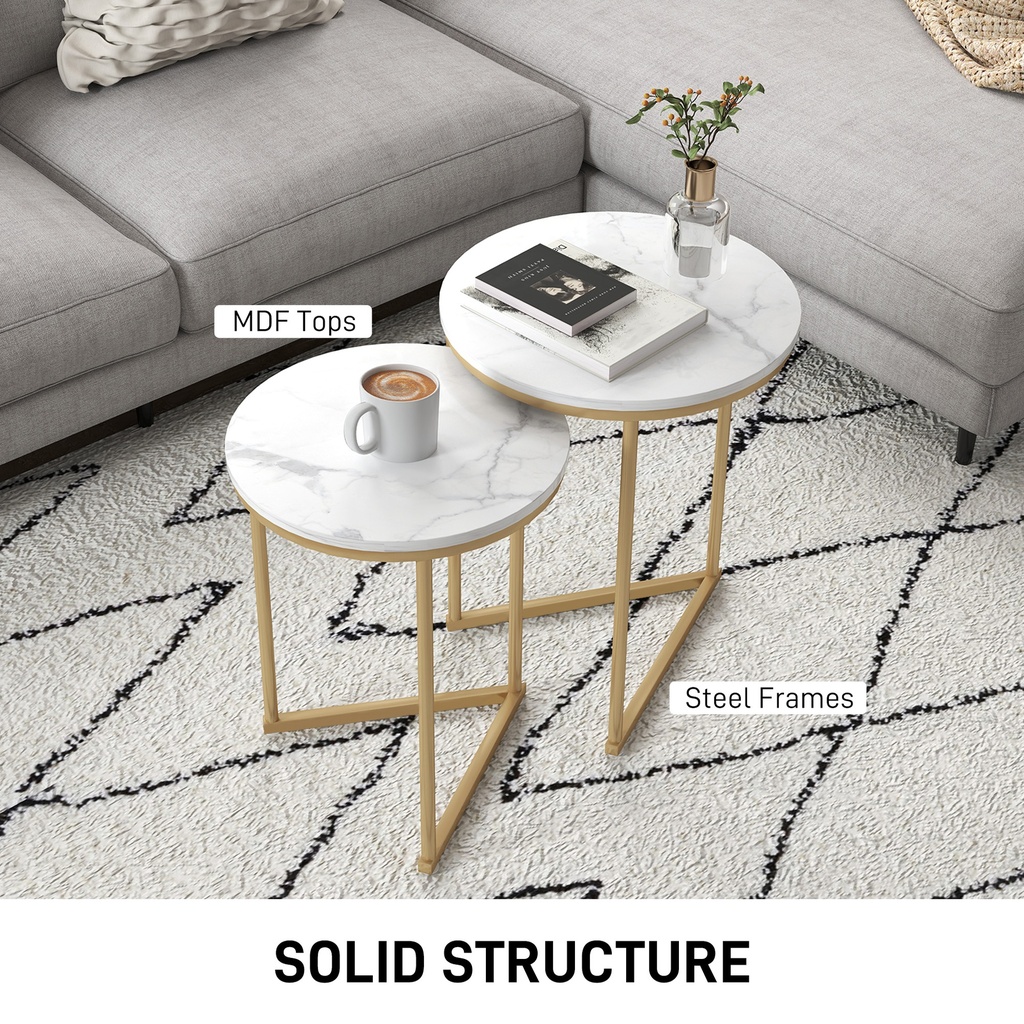 Coffee Table Set 45W x 45D x 55Hcm Gold Tone - Photo 5