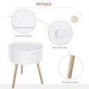 HOMCOM Round Side Table with Drawer Wood Legs White - Photo 4