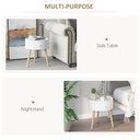 HOMCOM Round Side Table with Drawer Wood Legs White - Photo 5