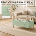 HOMCOM Modern Coffee Table 2 Drawers Storage Metal Legs Light Green - Photo 4