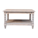 Solid Mango Wood Coffee Table with Open Storage Slot, Beige - Photo 2