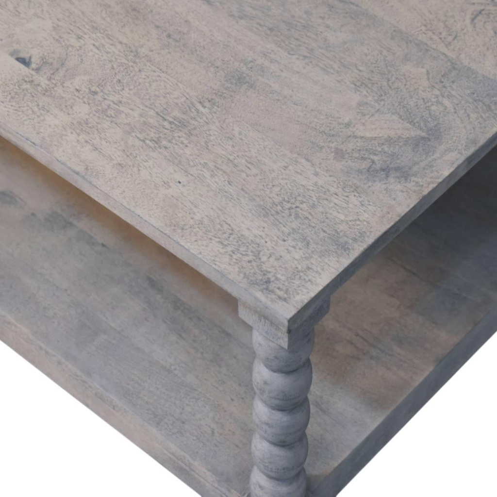 Solid Mango Wood Coffee Table with Open Storage Slot, Beige - Photo 6