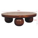 Solid Mango Wood Centre Table with Sculptural Central Ball Base, Brown - Photo 3