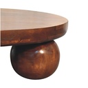 Solid Mango Wood Centre Table with Sculptural Central Ball Base, Brown - Photo 4
