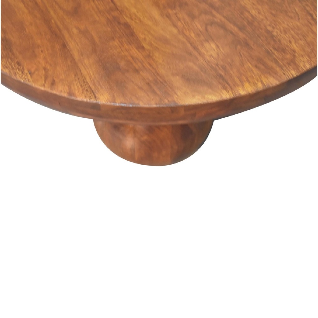 Solid Mango Wood Centre Table with Sculptural Central Ball Base, Brown - Photo 5