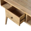 Solid Mango Wood Curved Coffee Table with 2 Drawers and 2 Open Compartments, Brown - Photo 4
