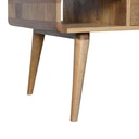 Solid Mango Wood Curved Coffee Table with 2 Drawers and 2 Open Compartments, Brown - Photo 5