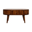 Solid Mango Wood Round Coffee Table with 2 Smooth-Gliding Drawers, Brown - Photo 2