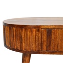 Solid Mango Wood Round Coffee Table with 2 Smooth-Gliding Drawers, Brown - Photo 5