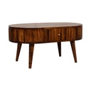 Solid Mango Wood Round Coffee Table with 2 Smooth-Gliding Drawers, Brown - Photo 6