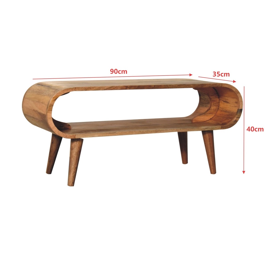 Solid Mango Wood Amaya Nordic Coffee Table with Open Slot, Brown - Photo 3