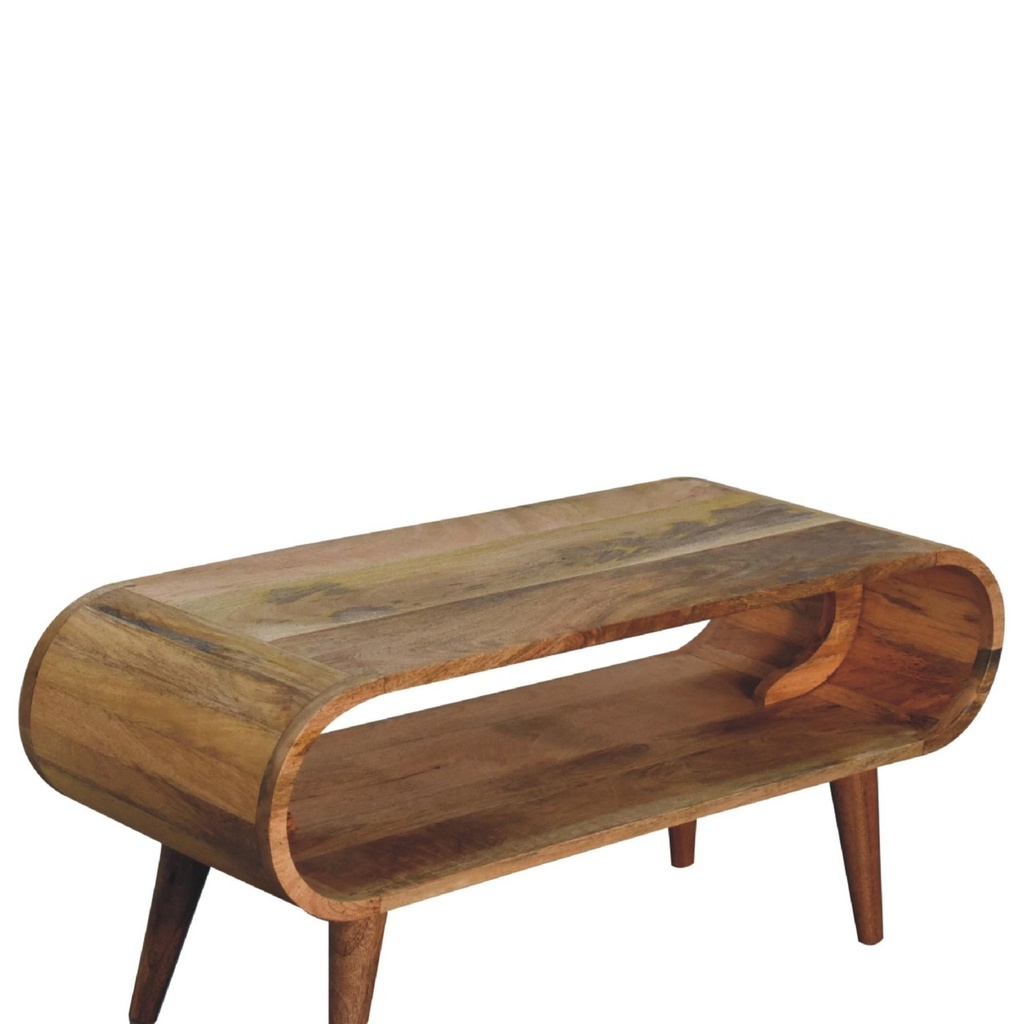 Solid Mango Wood Amaya Nordic Coffee Table with Open Slot, Brown - Photo 4