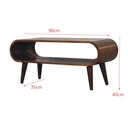Amaya Nordic Solid Mango Wood Coffee Table with Open Slot Storage, Brown - Photo 3