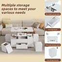 Modern Lift-Top Coffee Table with Hydraulic Lift and Hidden Storage, 100L x 50W x 45H cm, White - Photo 4