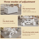 Modern Lift-Top Coffee Table with Hydraulic Lift and Hidden Storage, 100L x 50W x 45H cm, White - Photo 6