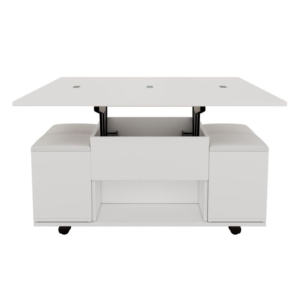 Lift-Up Coffee Table with Hydraulic Mechanism, White - Photo 2
