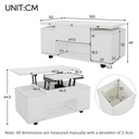 Lift-Up Coffee Table with Hydraulic Mechanism, White - Photo 3