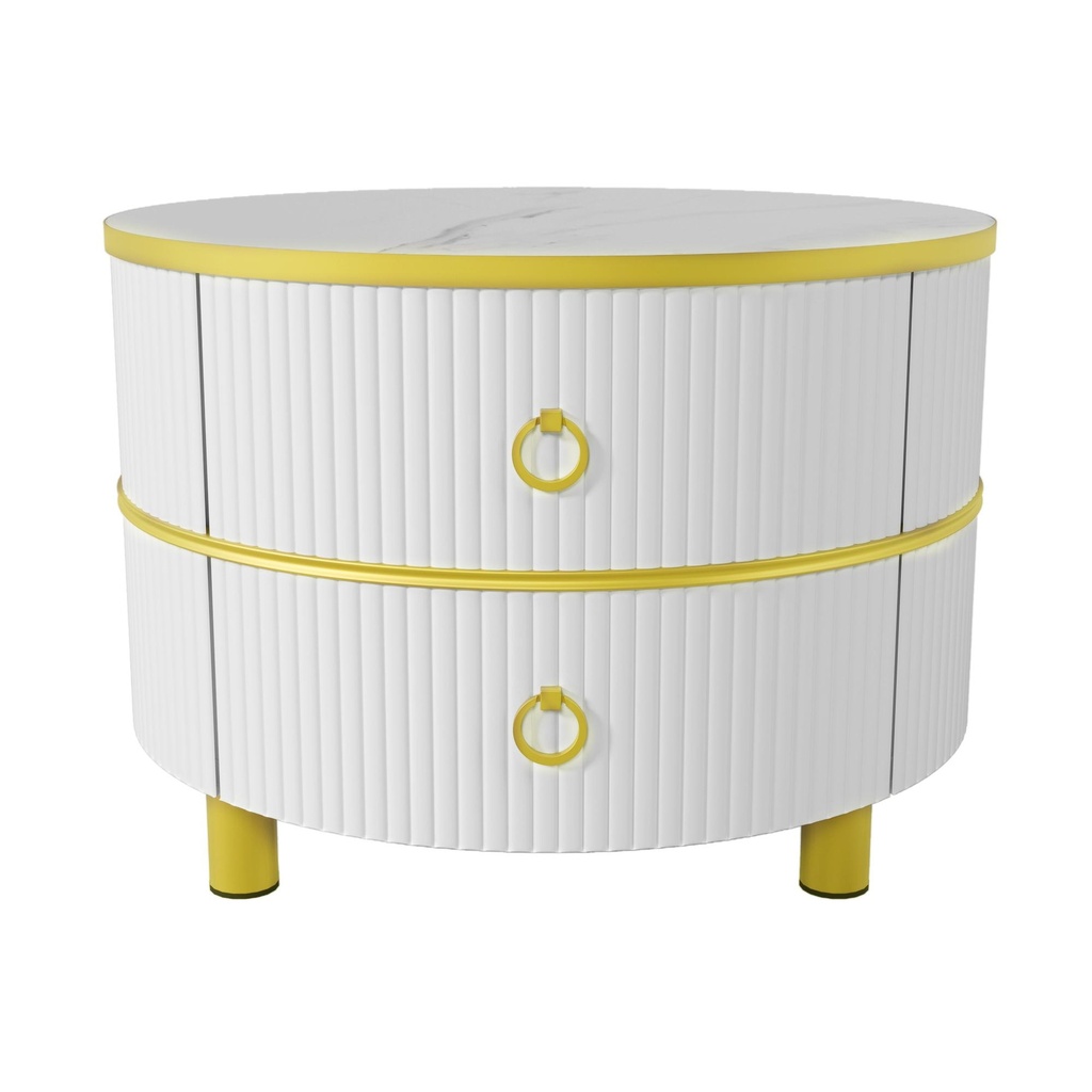 2-In-1 Round Coffee Table Set with High-Gloss Tops, 70L x 70W x 46H cm, White - Photo 6