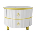 2-In-1 Round Coffee Table Set with High-Gloss Tops, 70L x 70W x 46H cm, White - Photo 6