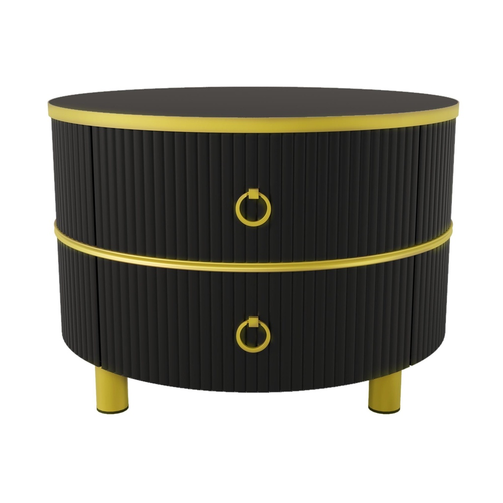 2-In-1 Round Coffee Table Set with High-Gloss Tops, 70L x 70W x 46H cm, White+Black - Photo 6