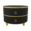 2-In-1 Round Coffee Table Set with High-Gloss Tops, 70L x 70W x 46H cm, White+Black - Photo 6