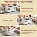Extendable Lift-Top Coffee Table with Two Lift-Up Tabletops and Castors, 100L x 50W x 47.5H cm, White - Photo 6