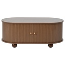 Oval Coffee Table with 2 Sliding Doors, Oak - Photo 2