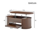 Lift-Top Coffee Table with Wooden Sides and Extendable Lower Shelf, 110L x 55.5W x 40H cm, Wood - Photo 3