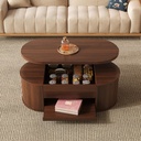 Lift-Top Coffee Table with Wooden Sides and Extendable Lower Shelf, 110L x 55.5W x 40H cm, Wood - Photo 4