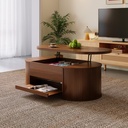 Lift-Top Coffee Table with Wooden Sides and Extendable Lower Shelf, 110L x 55.5W x 40H cm, Wood - Photo 5