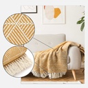 Geo Diamond - Recycled Cotton Throw in Ochre - Image 4